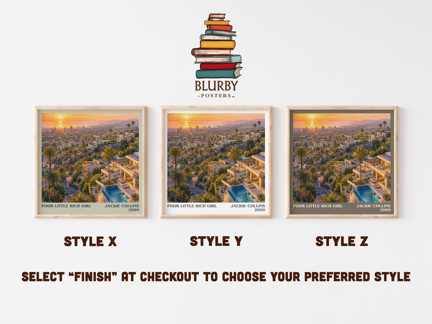 Poor Little Rich Girl literary print in frame leaning in hallway – contemporary fiction wall art