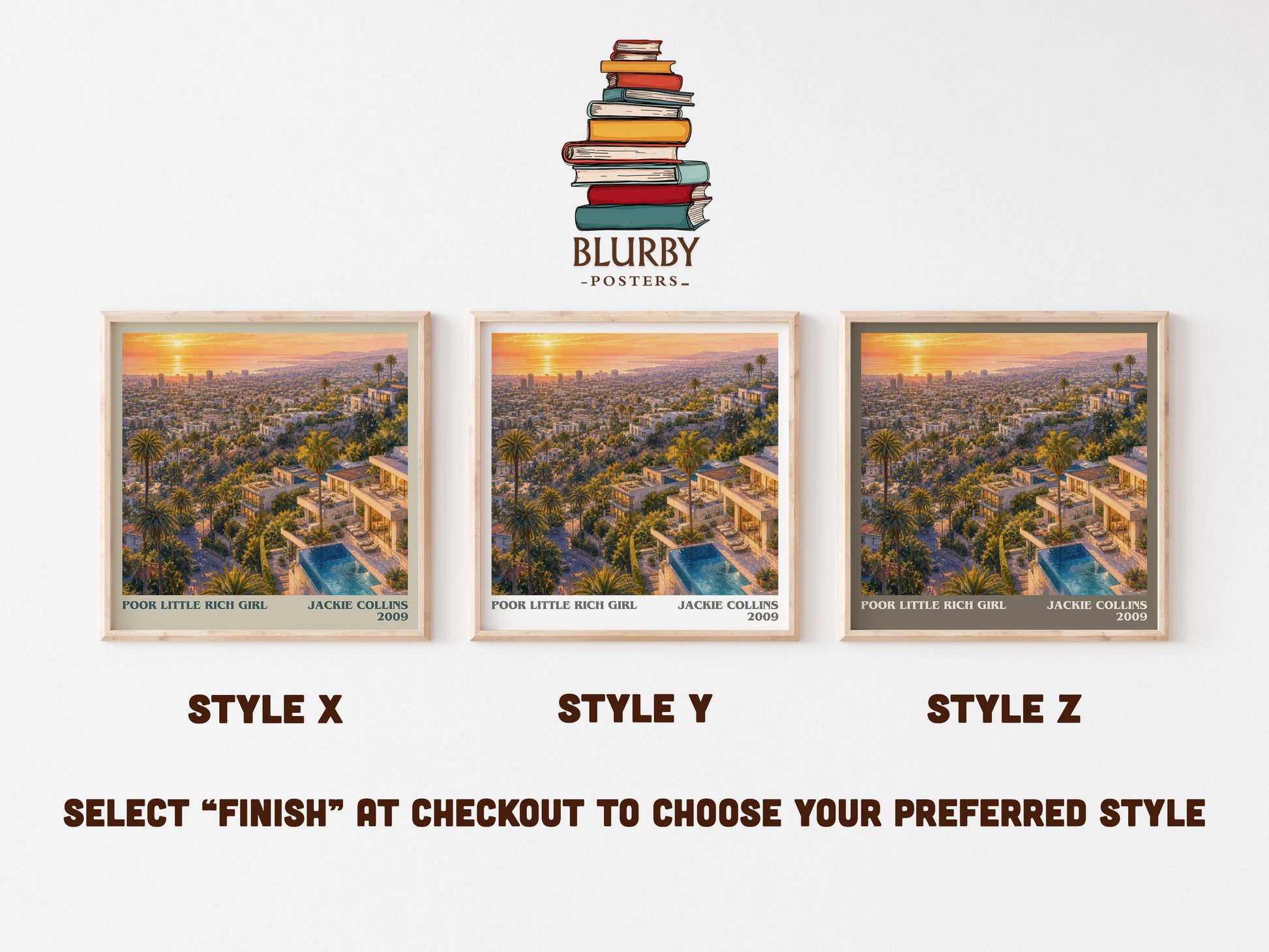 Poor Little Rich Girl literary print in frame leaning in hallway – contemporary fiction wall art