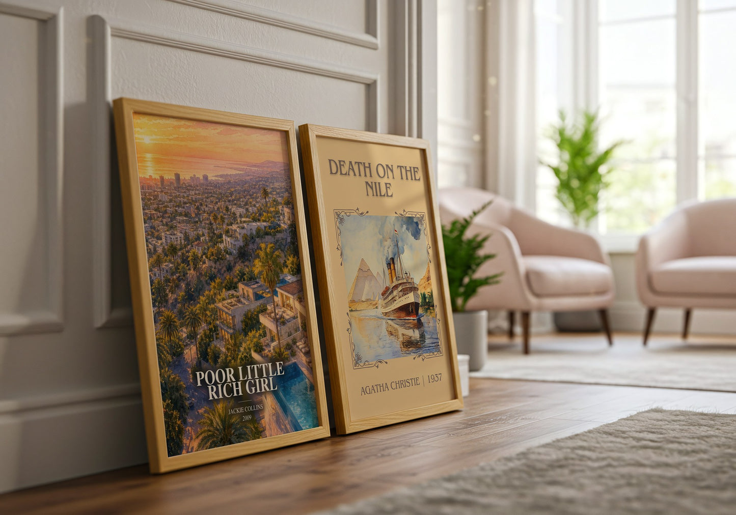 Poor Little Rich Girl watercolour print framed by window – literary home decor