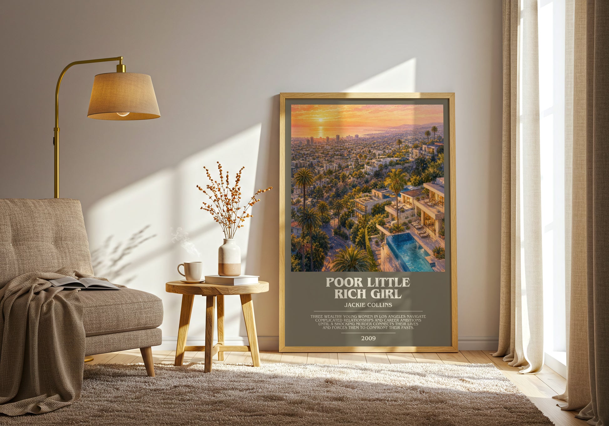 Poor Little Rich Girl bookish print on bookshelf – Jackie Collins fan gift