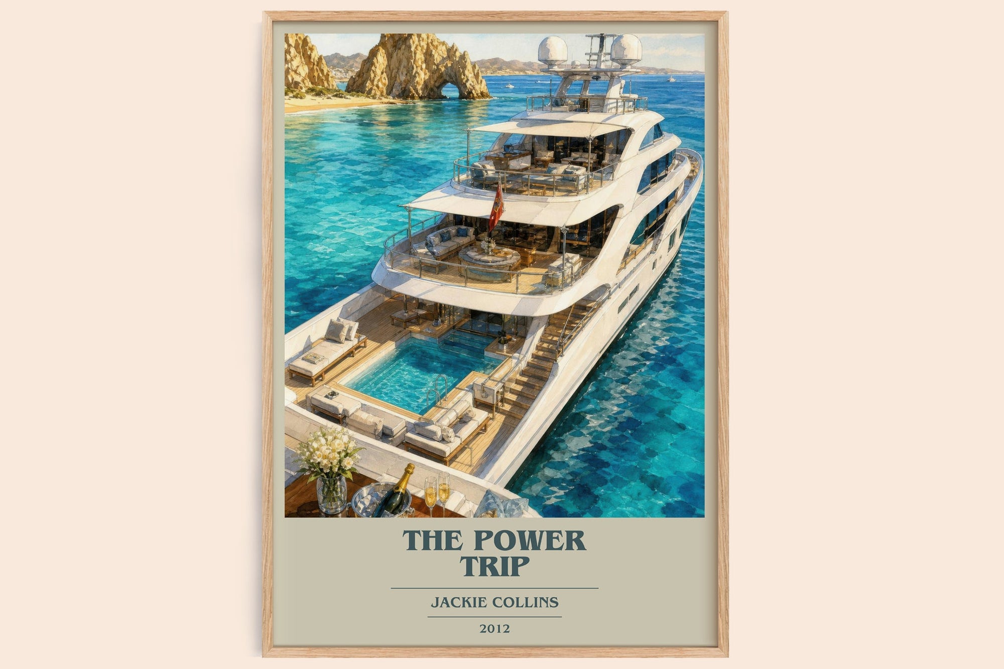 The Power Trip book cover book poster by Jackie Collins – framed literary art print
