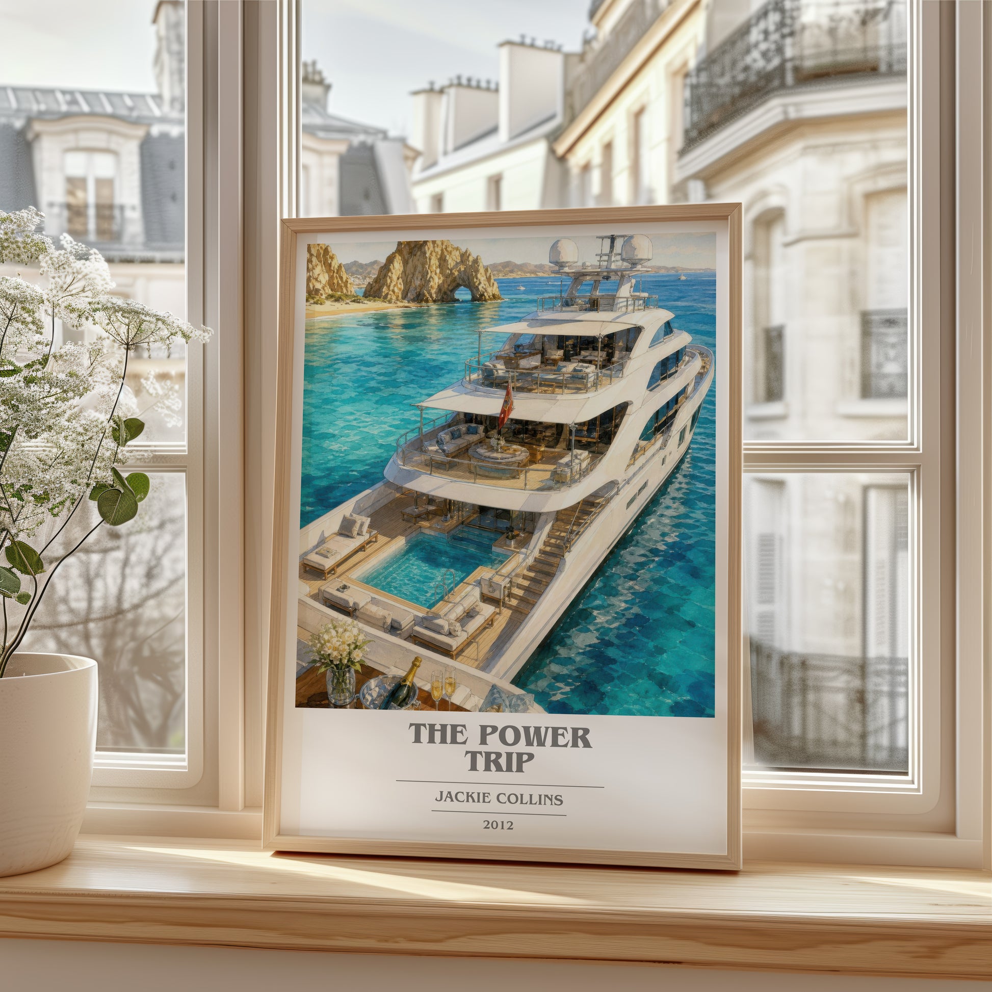 The Power Trip book cover poster colour and style options – Jackie Collins book art