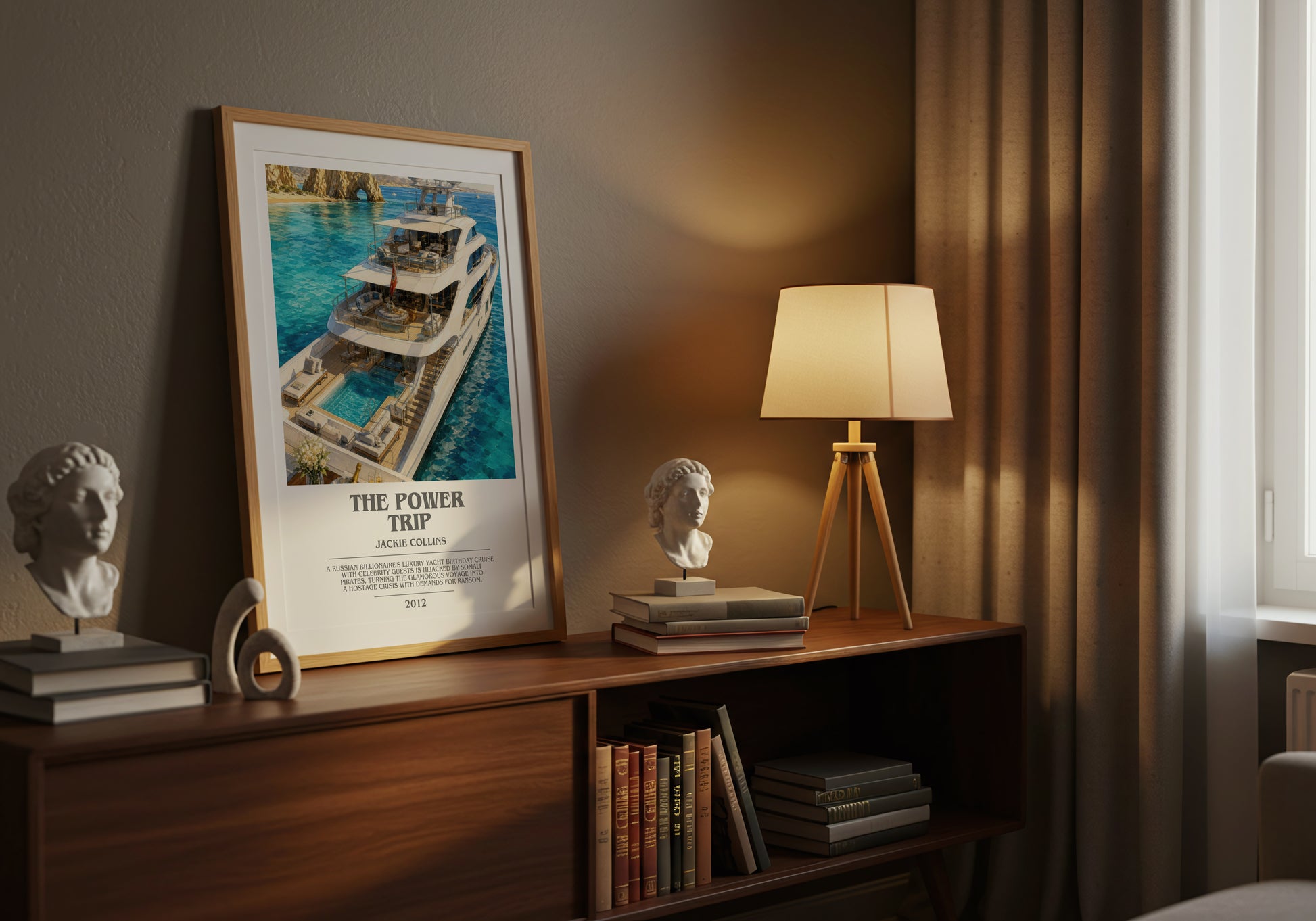 The Power Trip bookish book poster framed on wall – contemporary fiction wall art