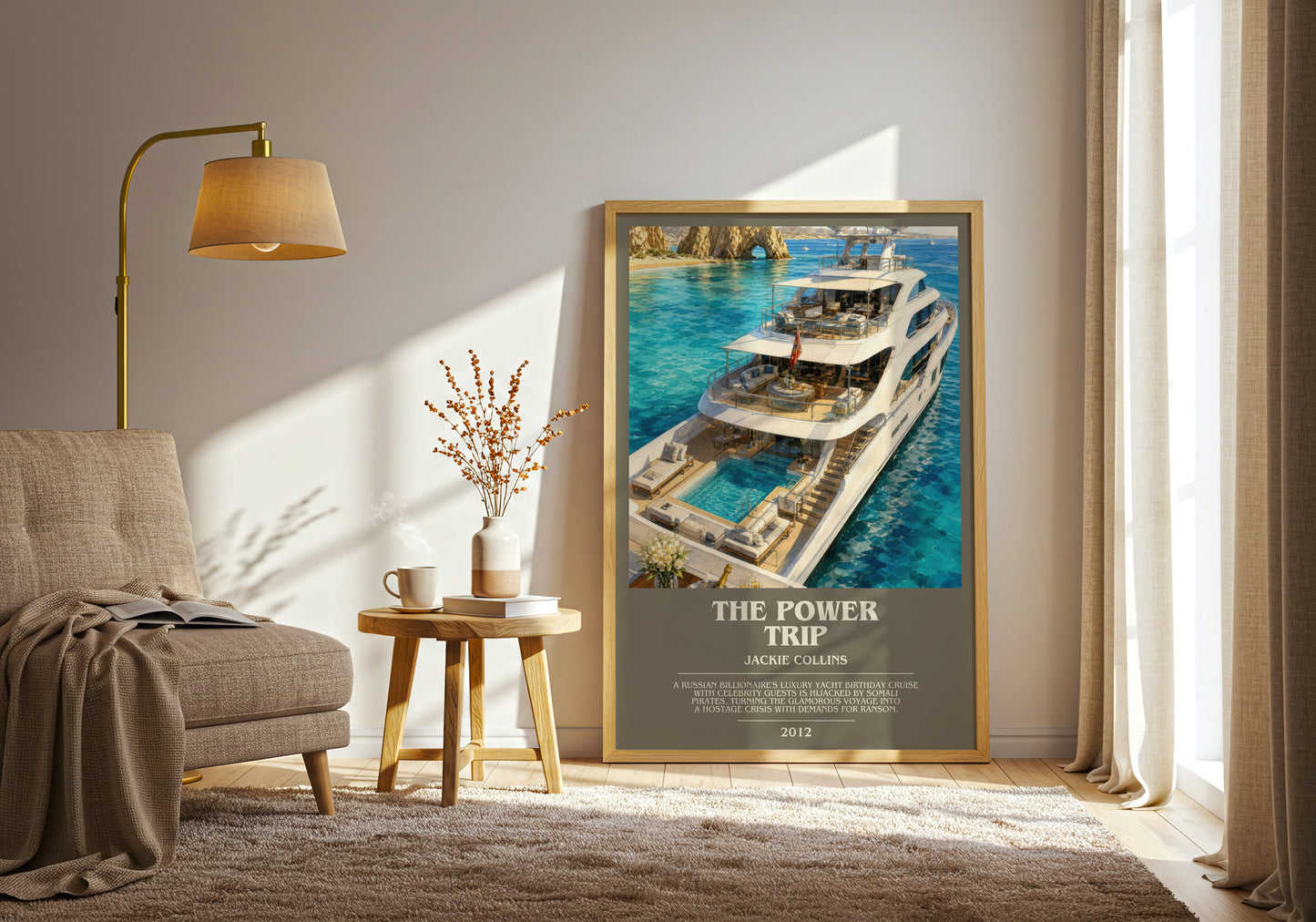 The Power Trip bookish print on bookshelf – Jackie Collins fan gift