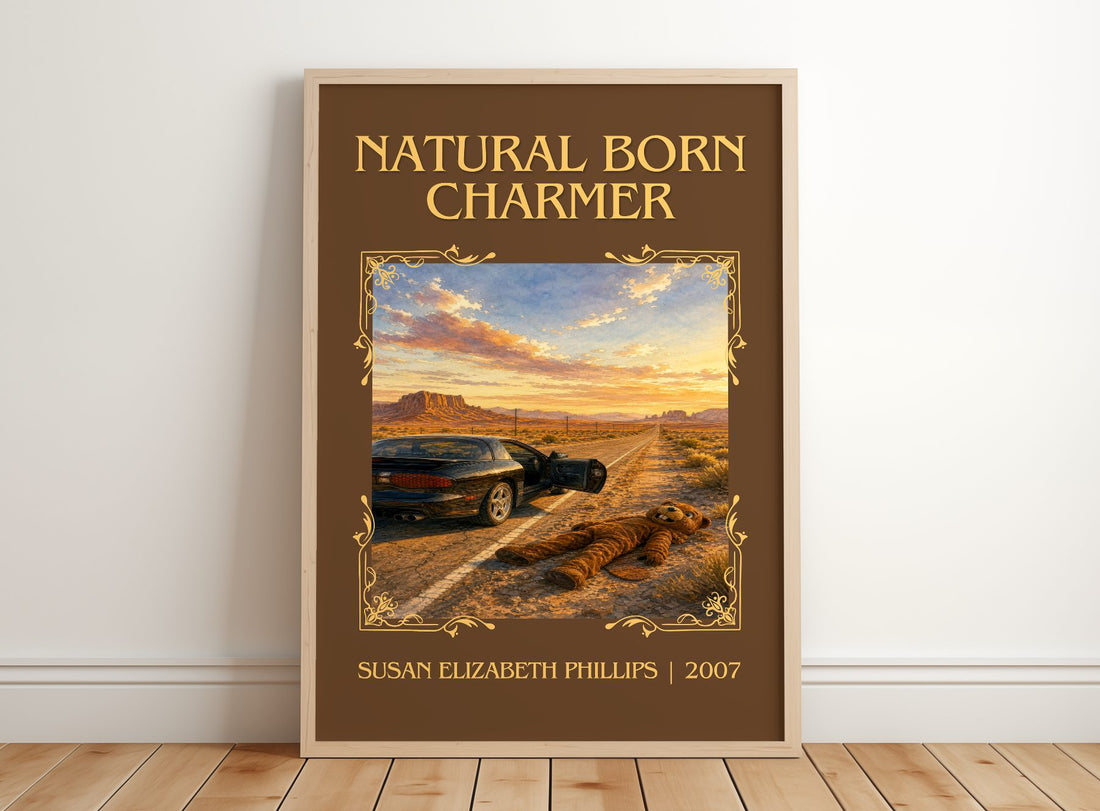 Natural Born Charmer Classic Book Art Print by S. Phillips – framed print leaning on a wooden floor