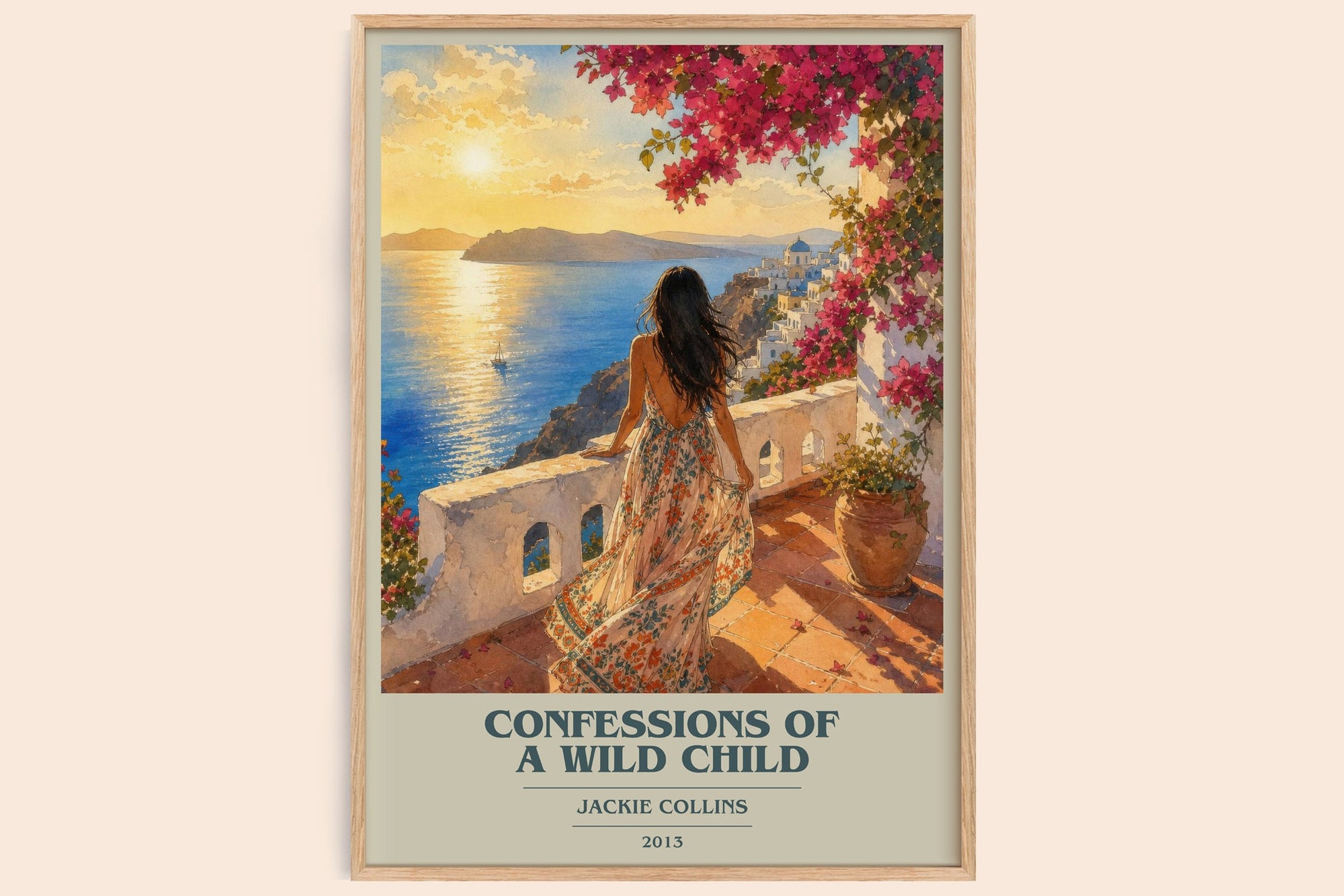 Confessions Of A Wild Child book cover book poster by Jackie Collins – framed literary art print