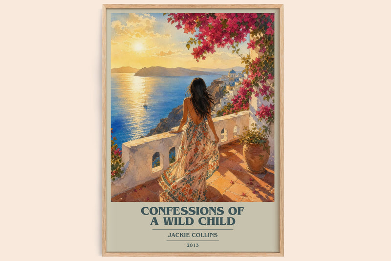 Confessions Of A Wild Child book cover book poster by Jackie Collins – framed literary art print