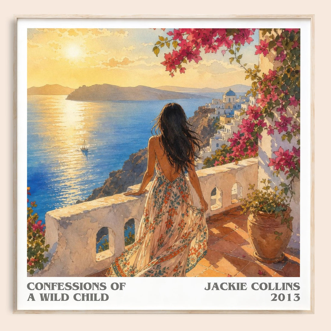 Confessions Of A Wild Child literary book poster by Jackie Collins – framed literary art print