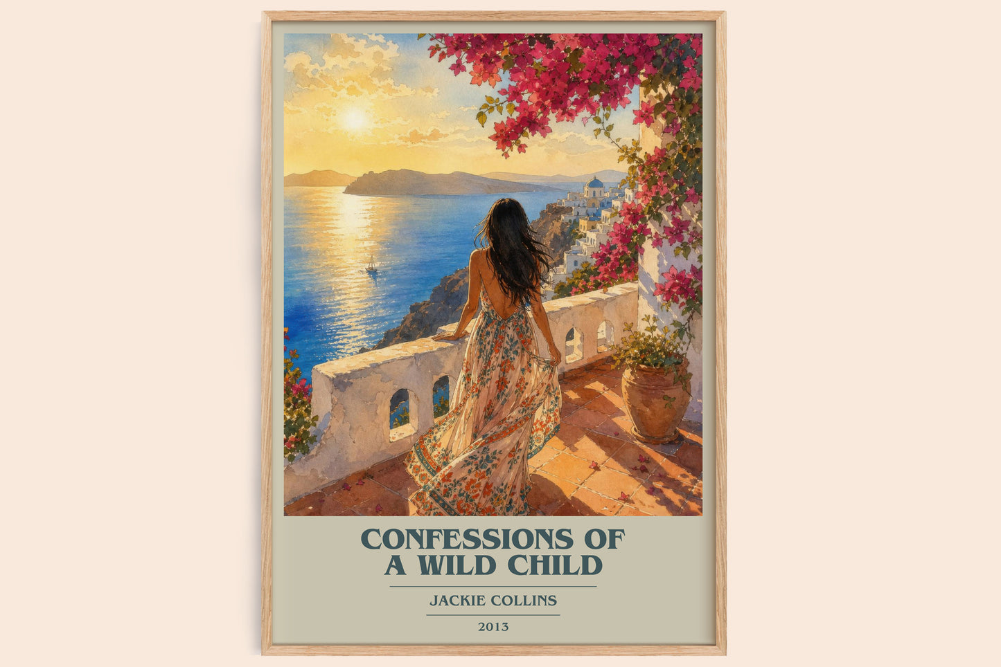 Confessions Of A Wild Child book cover book poster by Jackie Collins – framed literary art print