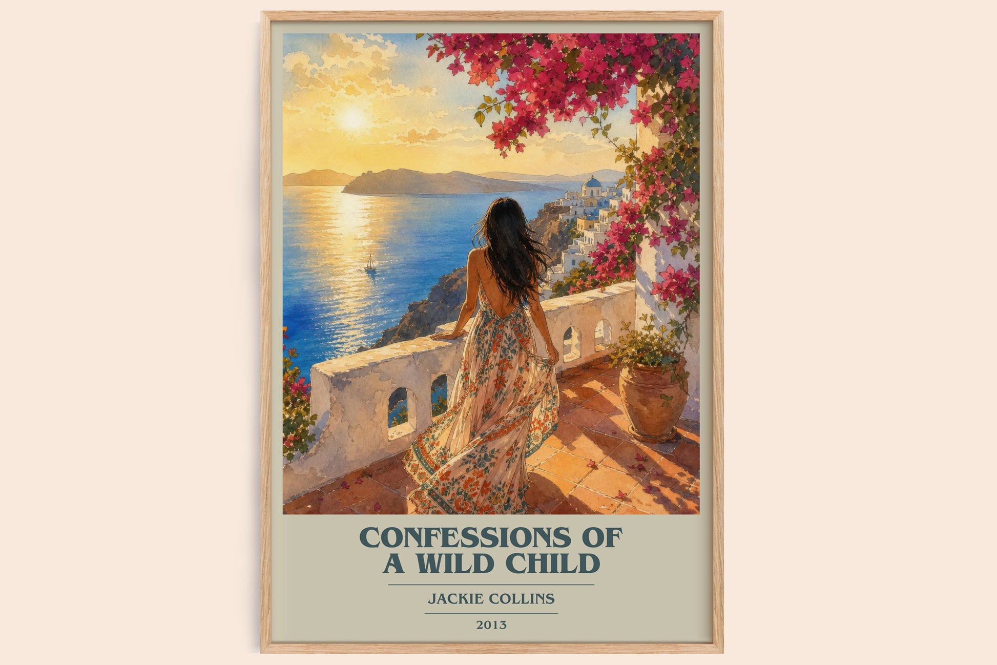 Confessions Of A Wild Child book cover book poster by Jackie Collins – framed literary art print