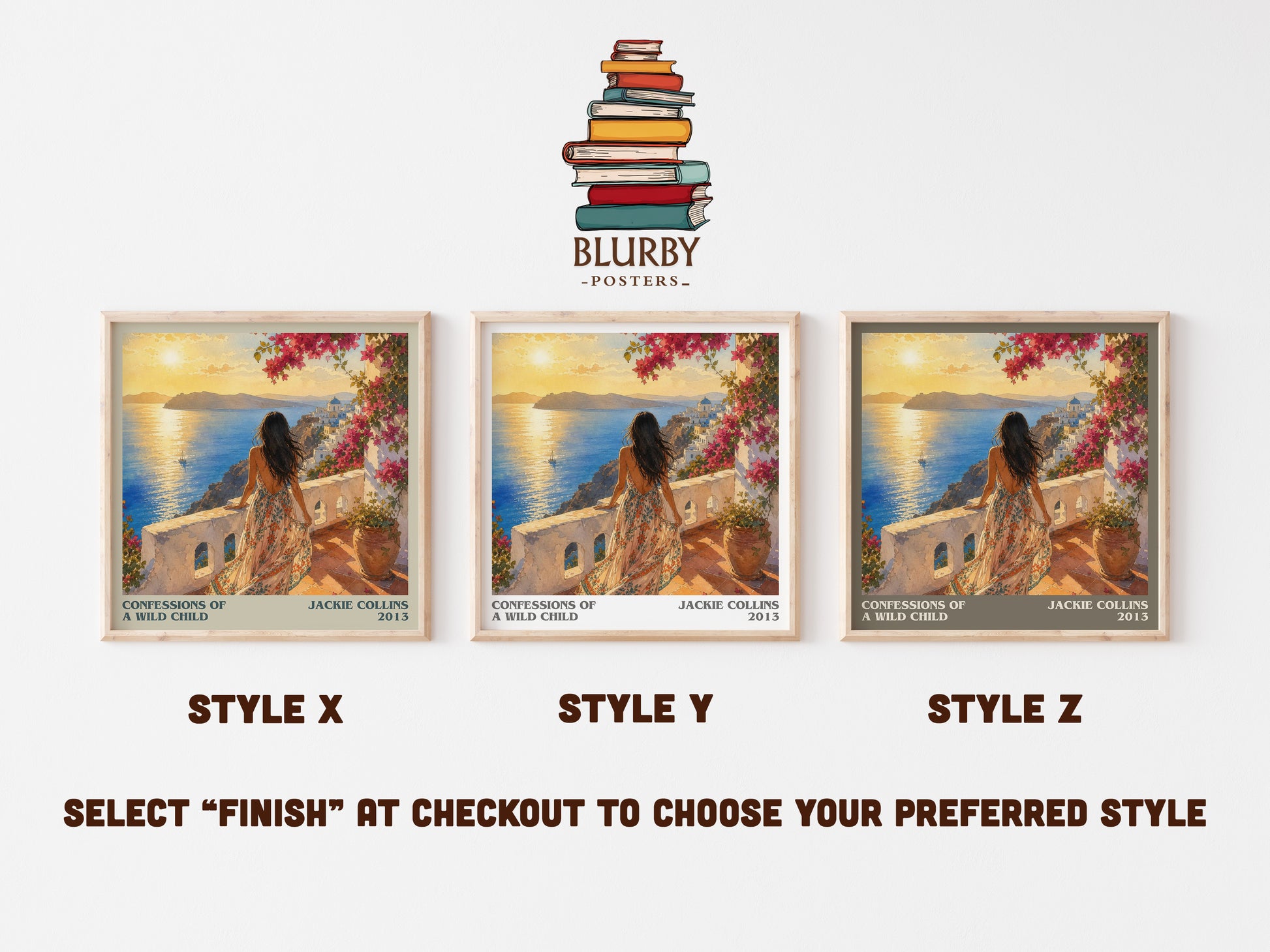 Confessions Of A Wild Child literary print in frame leaning in hallway – contemporary fiction wall art