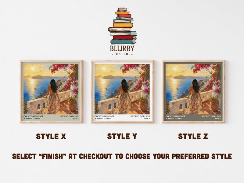 Confessions Of A Wild Child literary print in frame leaning in hallway – contemporary fiction wall art