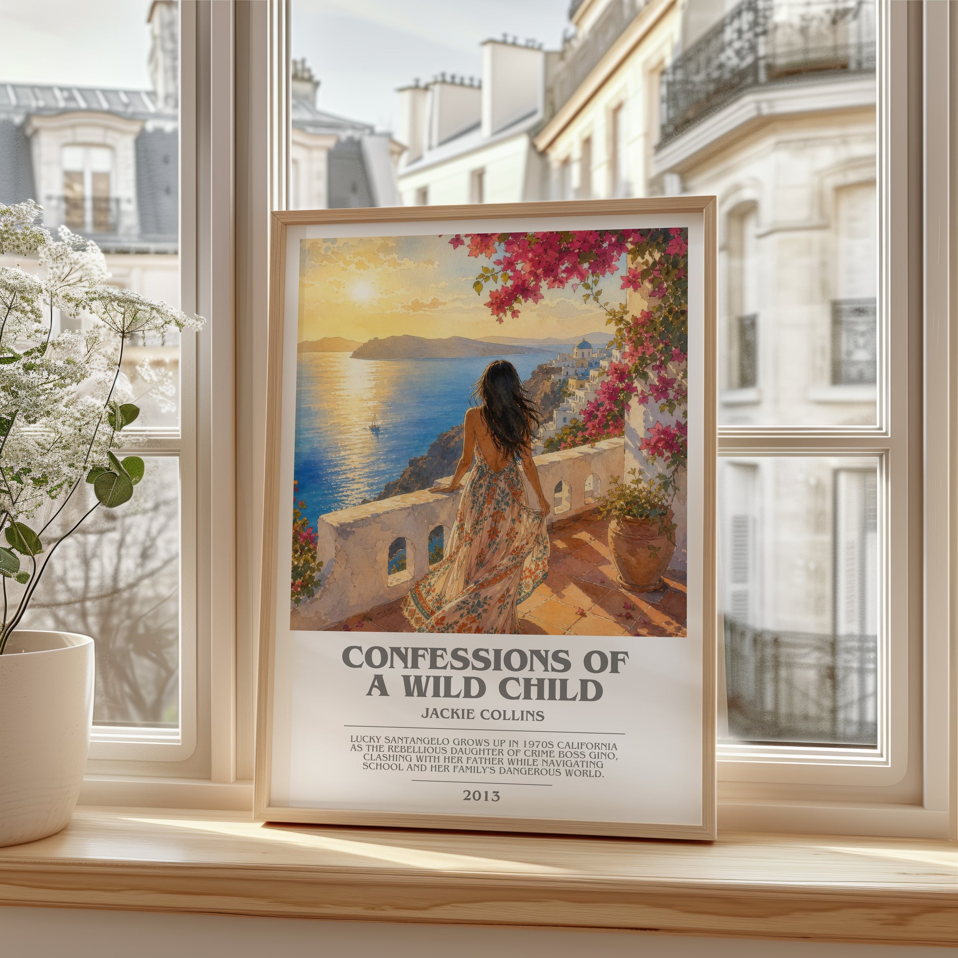 Confessions Of A Wild Child bookish poster colour and style options – Jackie Collins book art
