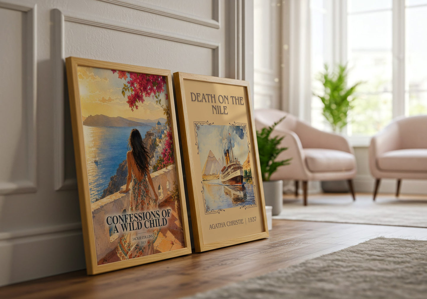 Confessions Of A Wild Child watercolour print framed by window – literary home decor