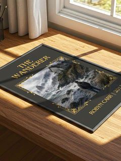 The Wanderer Classic Book Art Print by Robyn Carr – print on a sunlit desk