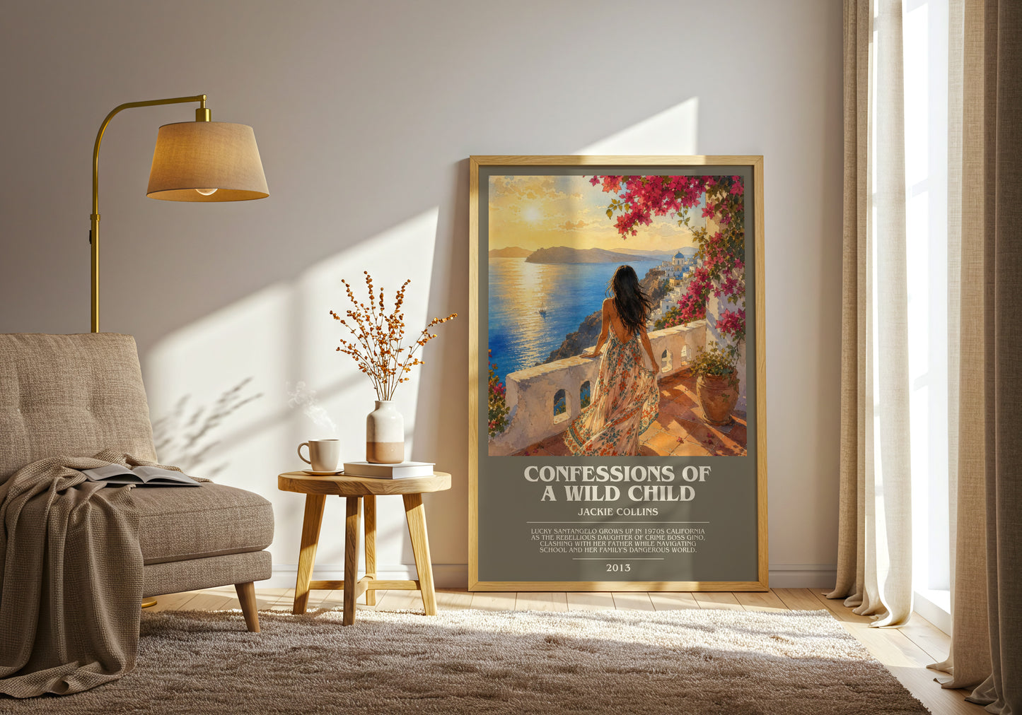 Confessions Of A Wild Child bookish print on bookshelf – Jackie Collins fan gift