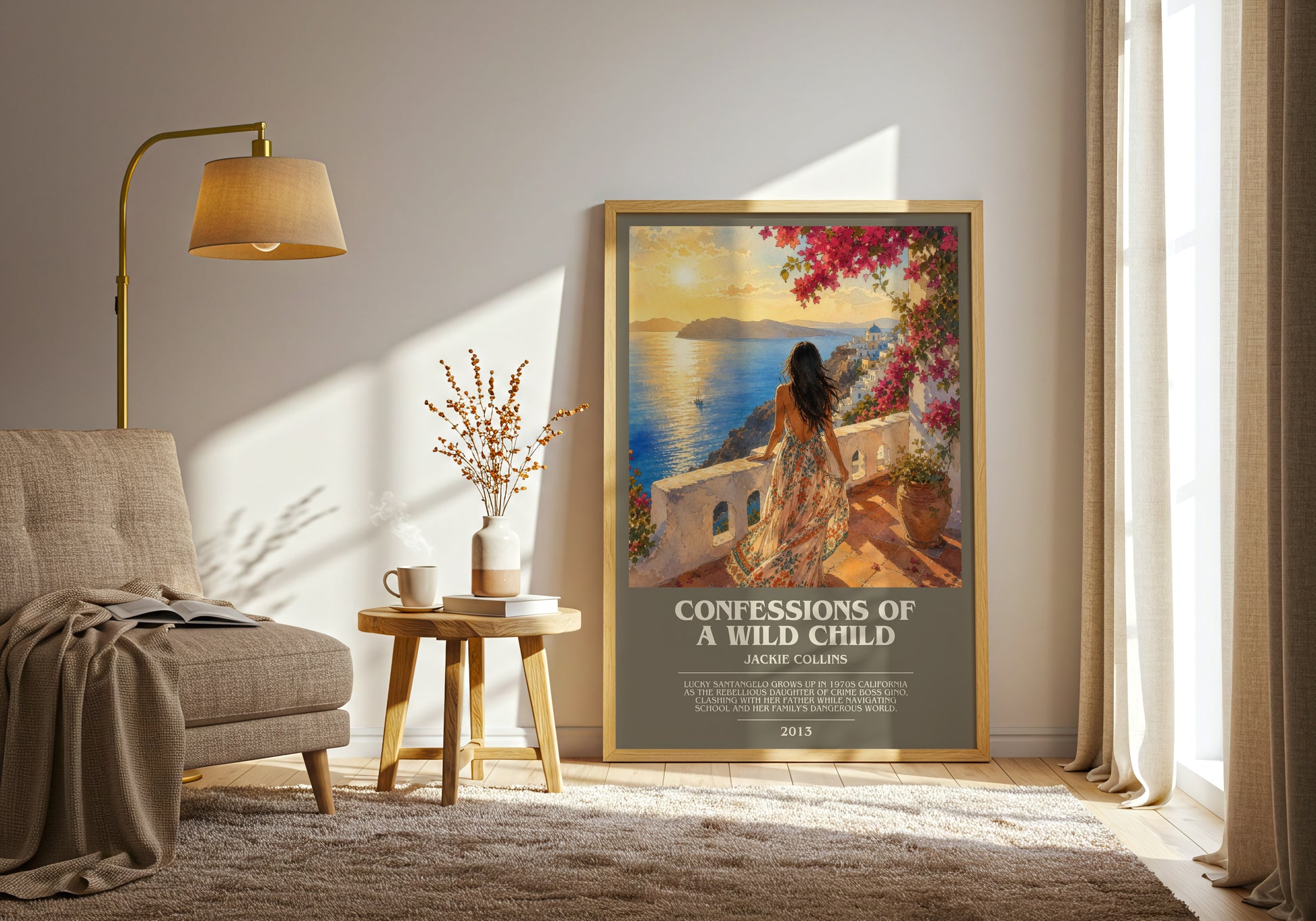 Confessions Of A Wild Child bookish print on bookshelf – Jackie Collins fan gift