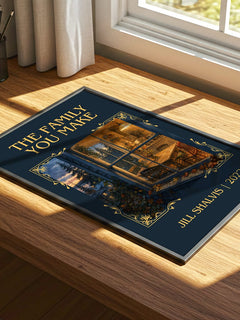 The Family You Make Classic Book Art Print by Jill Shalvis – print on a sunlit desk