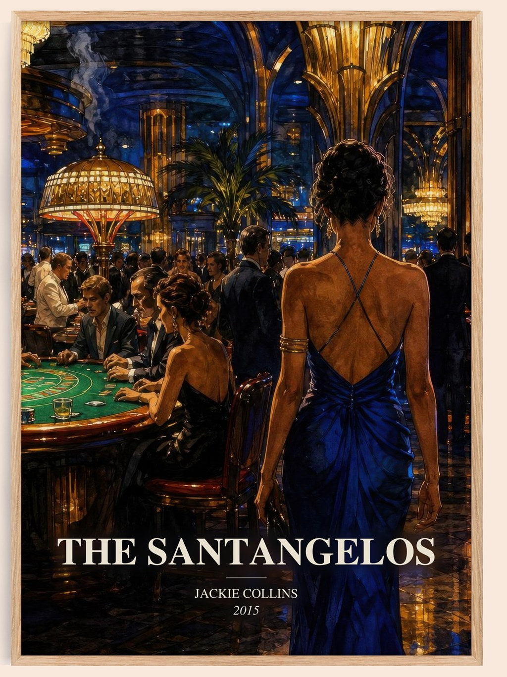 The Santangelos watercolour book poster by Jackie Collins – framed literary art print
