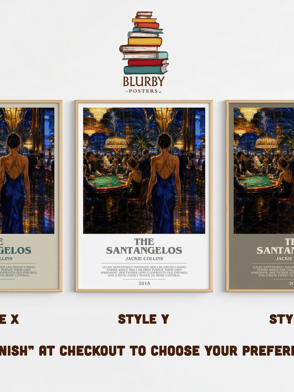 The Santangelos bookish print in frame leaning in hallway – contemporary fiction wall art