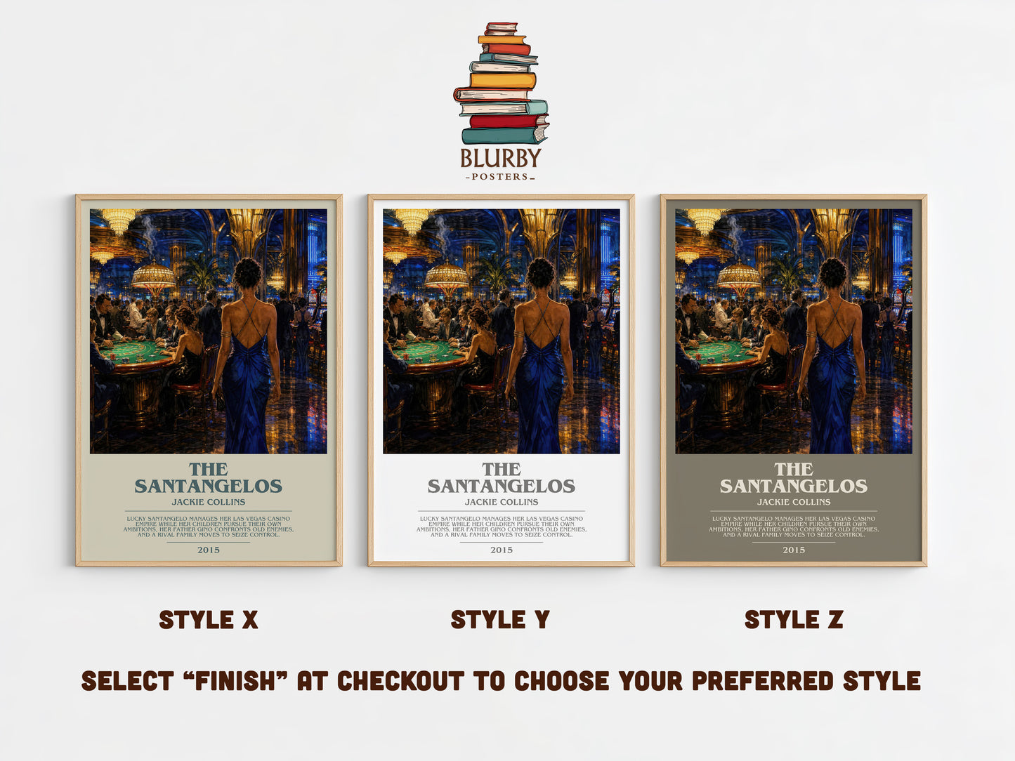 The Santangelos bookish print in frame leaning in hallway – contemporary fiction wall art