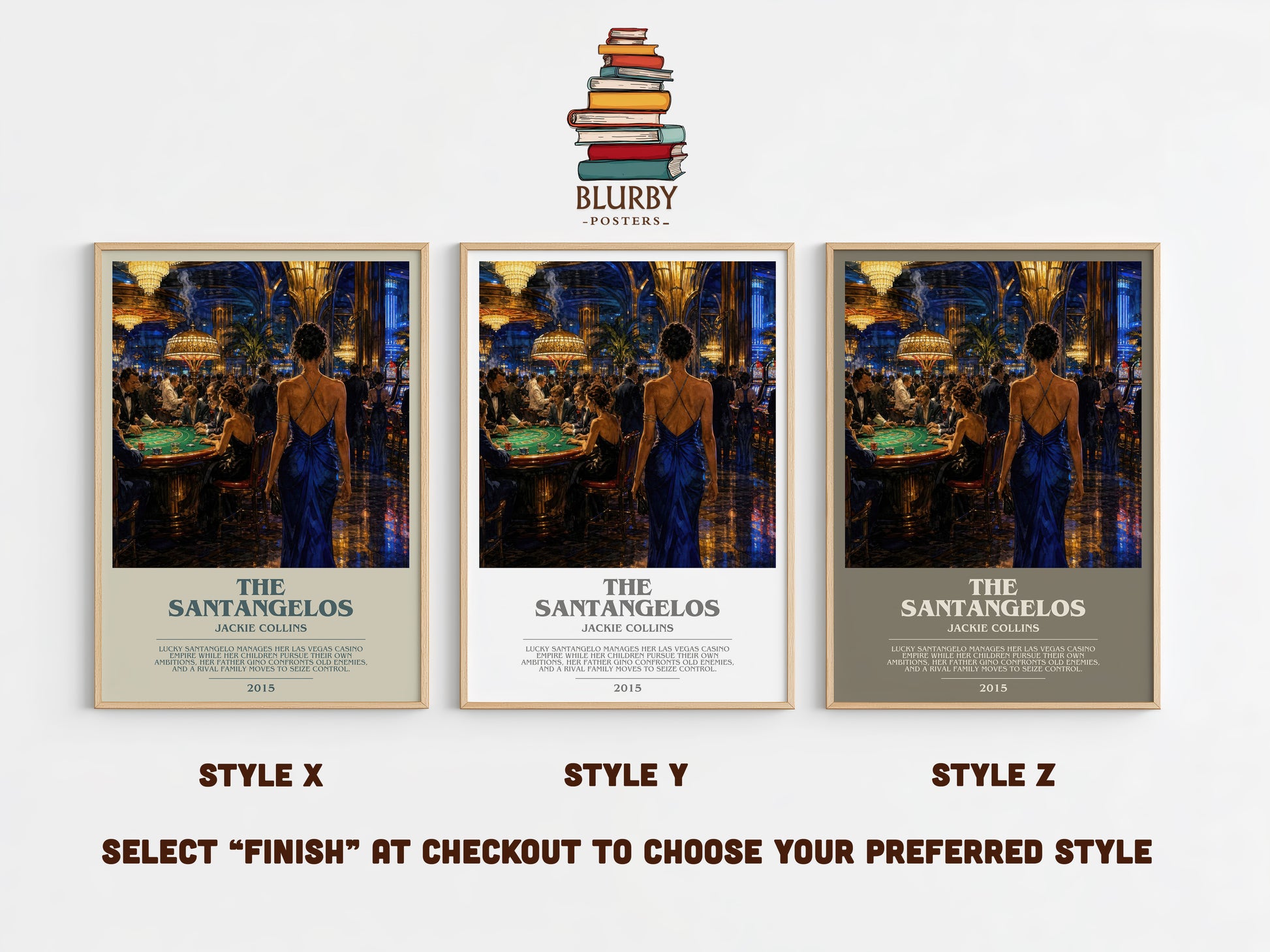 The Santangelos bookish print in frame leaning in hallway – contemporary fiction wall art