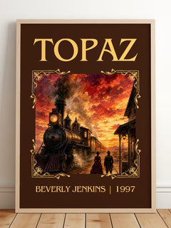 Topaz Classic Book Art Print by Beverly Jenkins – framed print leaning on a wooden floor