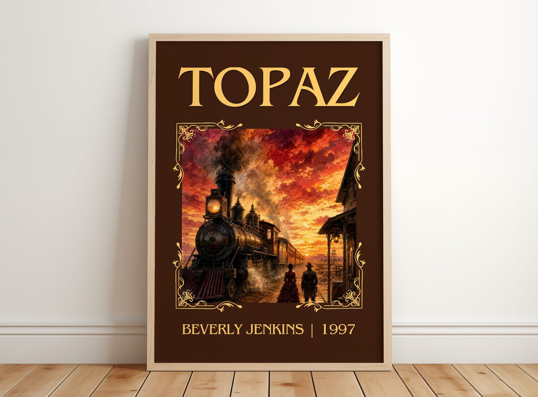 Topaz Classic Book Art Print by Beverly Jenkins – framed print leaning on a wooden floor