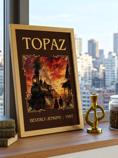 Topaz Classic Book Art Print by Beverly Jenkins – framed print on a city-view windowsill
