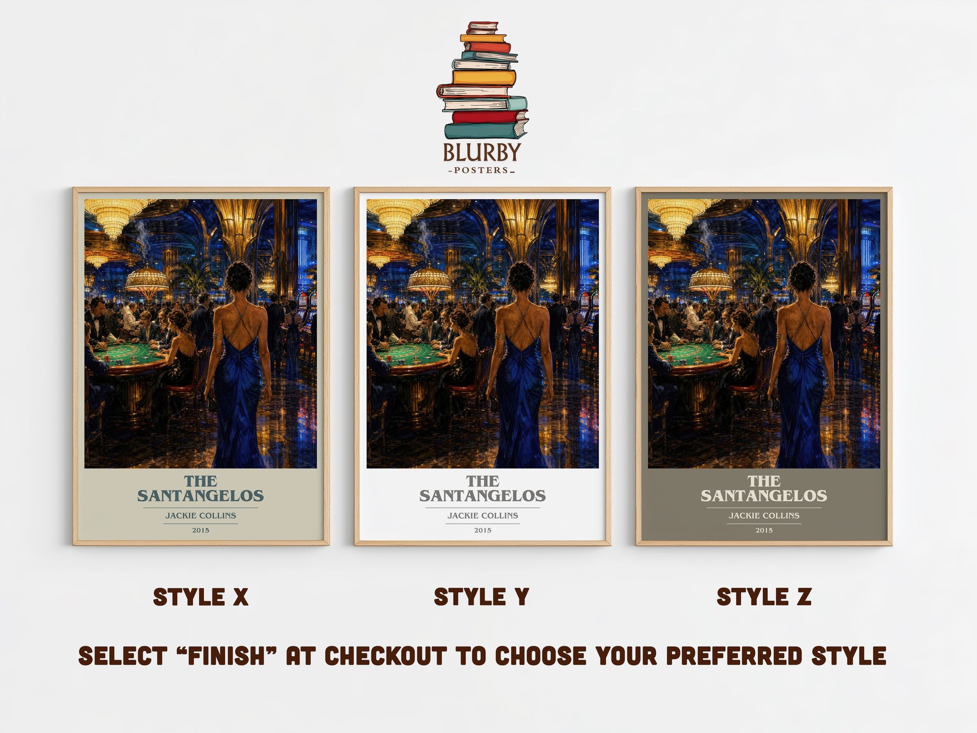 The Santangelos book cover print in frame leaning in hallway – contemporary fiction wall art