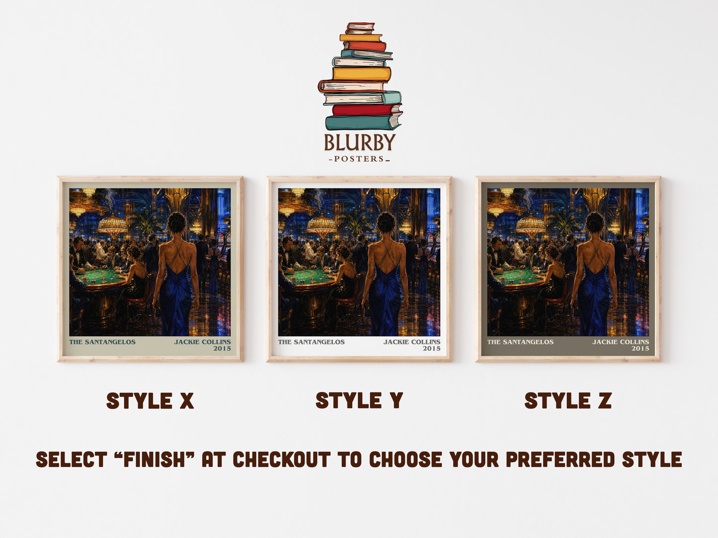 The Santangelos literary print in frame leaning in hallway – contemporary fiction wall art