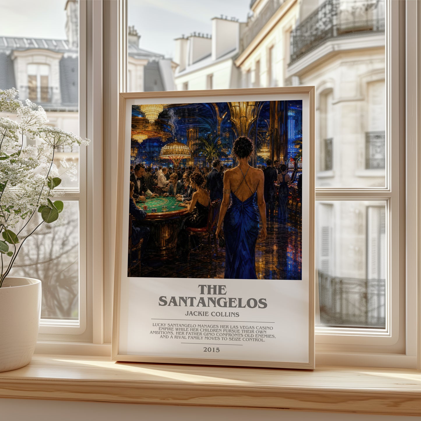 The Santangelos bookish poster colour and style options – Jackie Collins book art