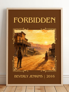 Forbidden Classic Book Art Print by Beverly Jenkins – framed print leaning on a wooden floor