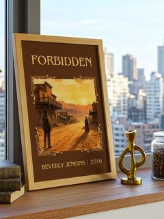 Forbidden Classic Book Art Print by Beverly Jenkins – framed print on a city-view windowsill
