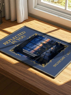 Reflected in You Classic Book Art Print by Sylvia Day – print on a sunlit desk