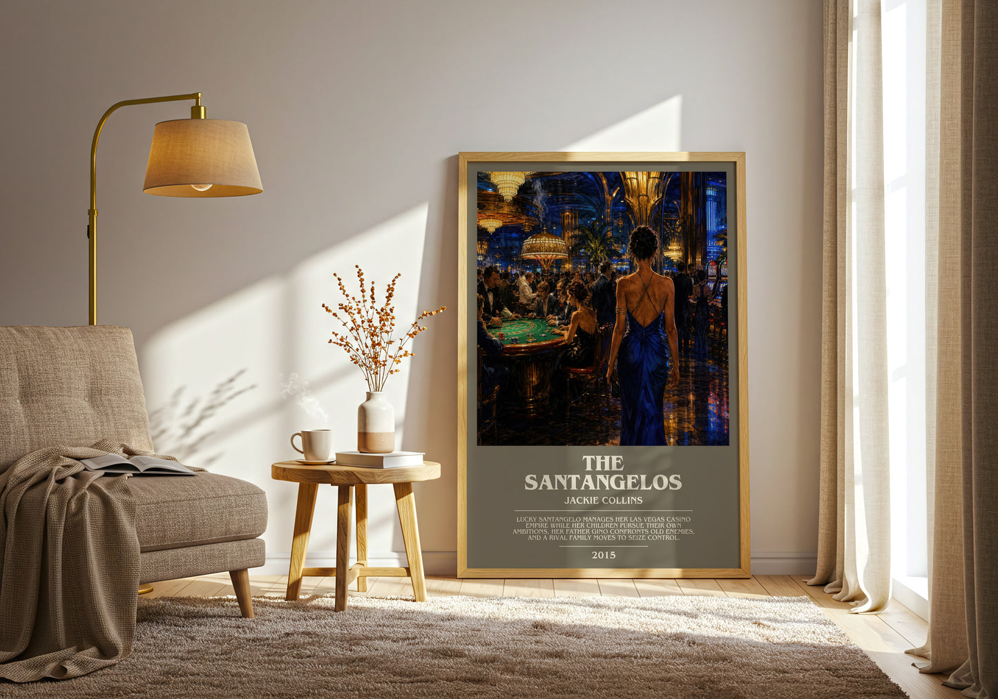 The Santangelos bookish print on bookshelf – Jackie Collins fan gift