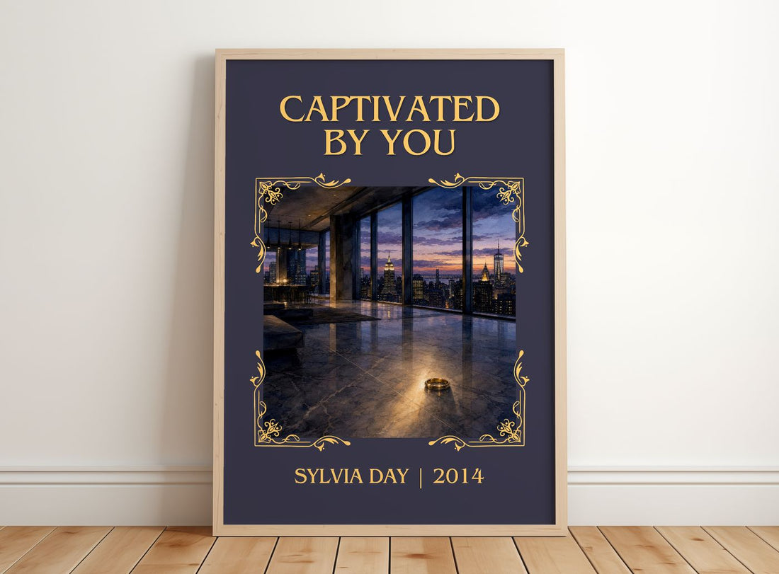Captivated by You Classic Book Art Print by Sylvia Day – framed print leaning on a wooden floor