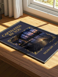 Captivated by You Classic Book Art Print by Sylvia Day – print on a sunlit desk