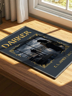 Darker Classic Book Art Print by E. L. James – print on a sunlit desk