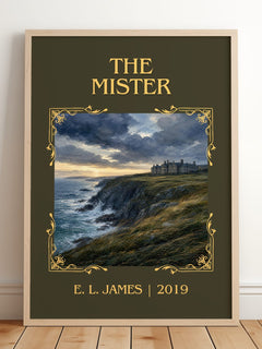 The Mister Classic Book Art Print by E. L. James – framed print leaning on a wooden floor