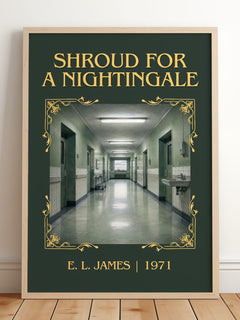 Shroud for a Nightingale Classic Book Art Print by E. L. James – framed print leaning on a wooden floor