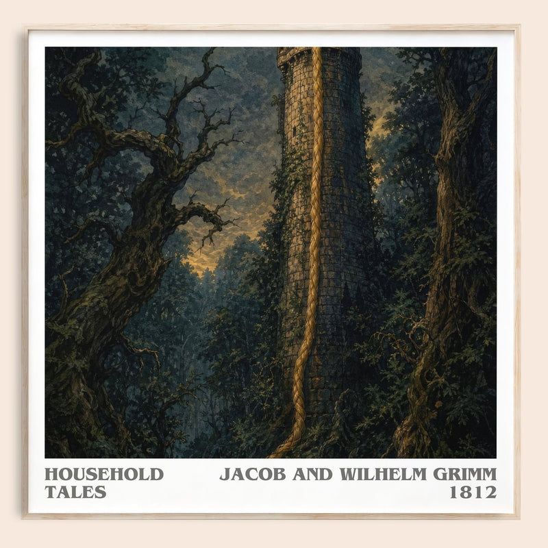 Household Tales literary book poster by Jacob And Wilhelm Grimm – framed literary art print