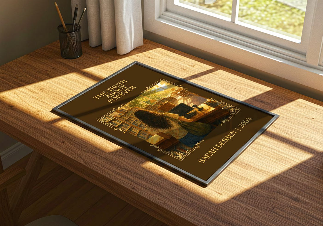 The Truth About Forever Classic Book Art Print by Sarah Dessen – print on a sunlit desk