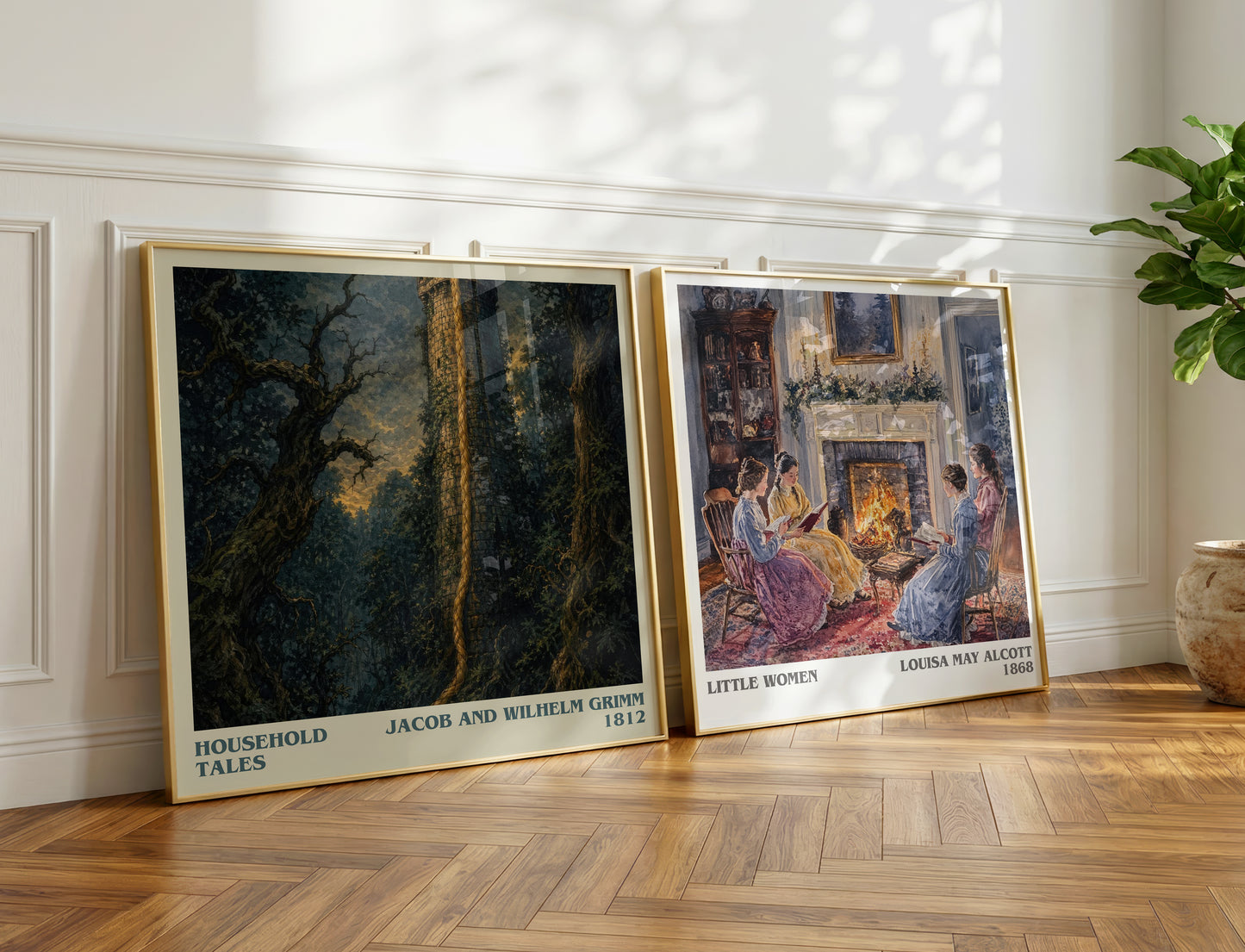 Household Tales literary print on bookshelf – Jacob And Wilhelm Grimm fan gift