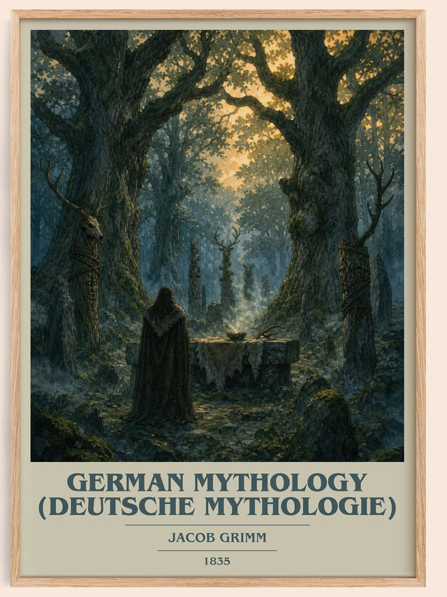 German Mythology (Deutsche Mythologie) Book Cover Poster by J. Grimm