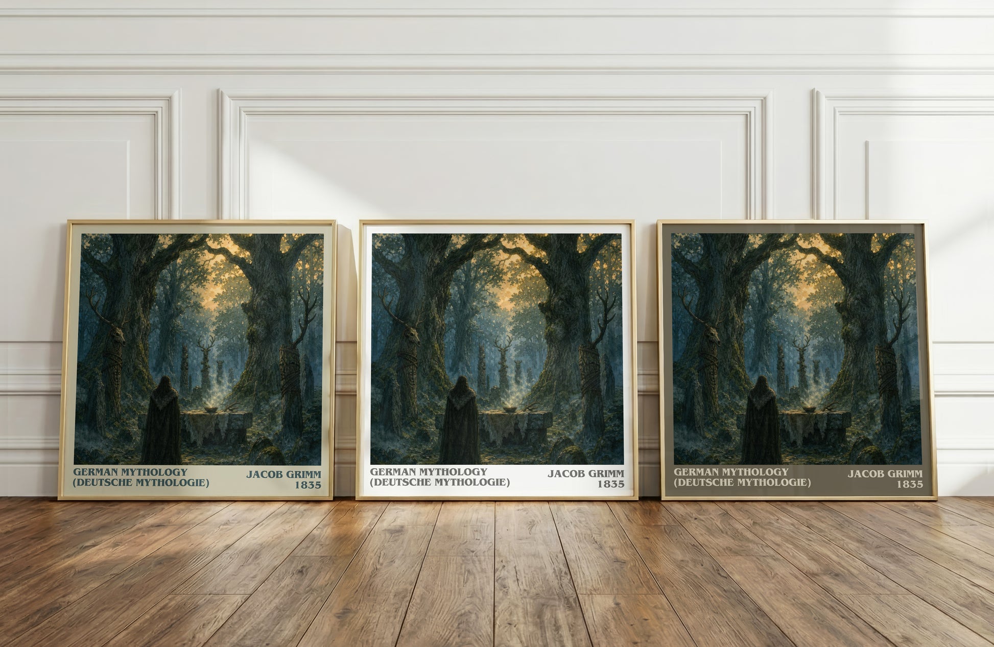 German Mythology (Deutsche Mythologie) literary art print colour and style options – Jacob Grimm book art