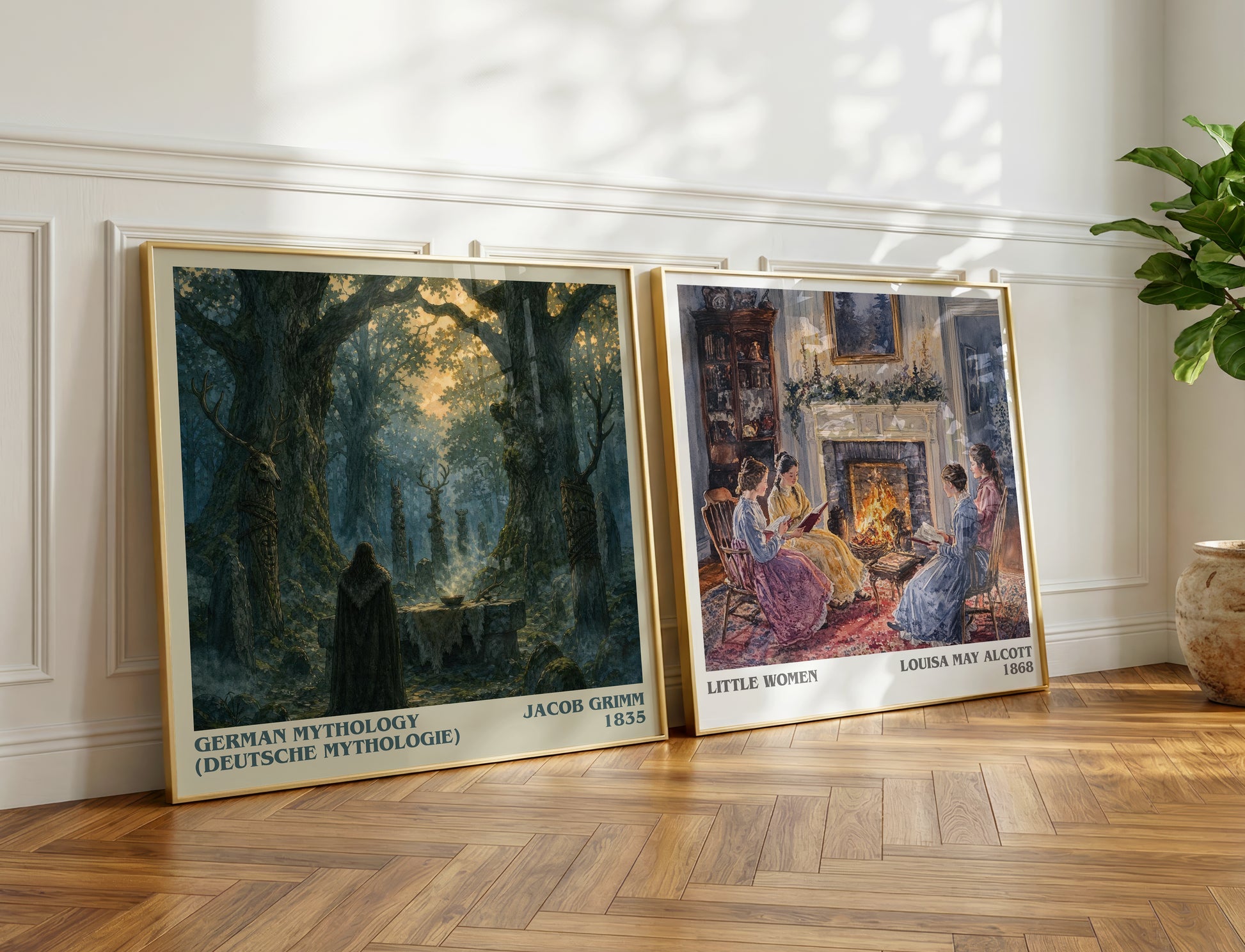 German Mythology (Deutsche Mythologie) literary print on bookshelf – Jacob Grimm fan gift