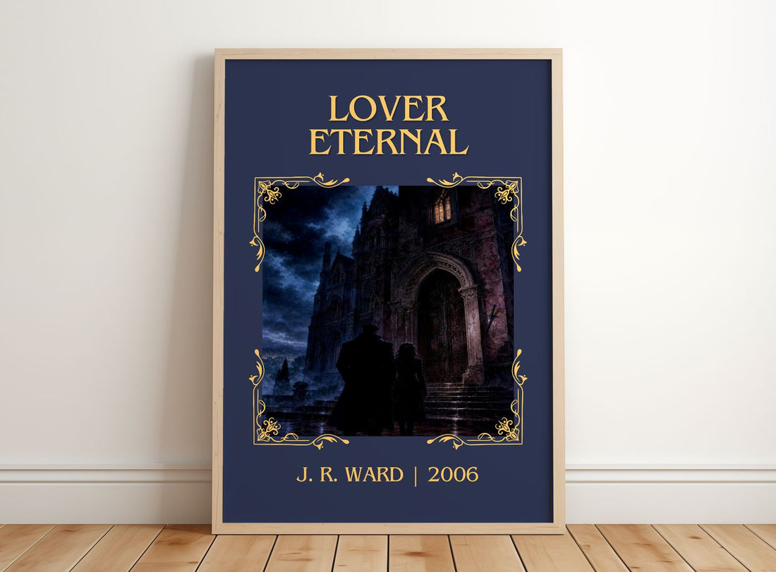 Lover Eternal Classic Book Art Print by J. R. Ward – framed print leaning on a wooden floor