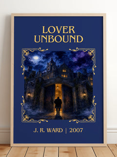 Lover Unbound Classic Book Art Print by J. R. Ward – framed print leaning on a wooden floor