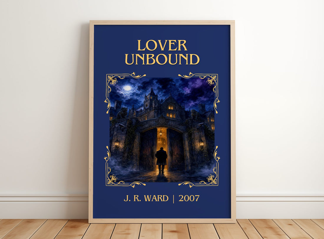 Lover Unbound Classic Book Art Print by J. R. Ward – framed print leaning on a wooden floor